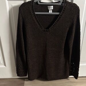Chico's Deep Brown V-Neck Sweater Size 2 (XL)
